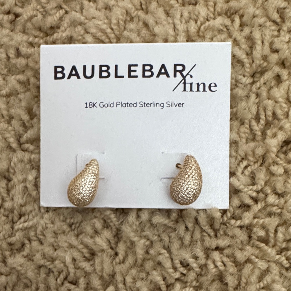 BaubleBar Fine Ella pave 18k Gold plated sterling silver earrings NWT